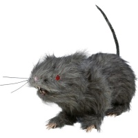 Rato cinzento peludo com luz 30 cm