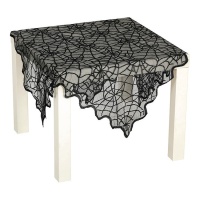 Toalha de mesa com teia de aranha em renda preta 1,00 x 0,75 m