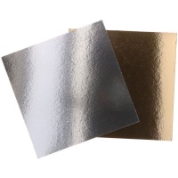 Base para torta de 35 x 35 x 0,1 cm dourado e prateado - 100 unidades