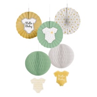 Pendentes decorativos Hello Baby - 7 unid.