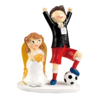 Figura de noivo futebolista de 19,5 cm para bolo de casamento