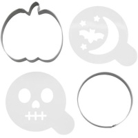 Conjunto de cortadores de Halloween e stencils - Wilton - 4 peças