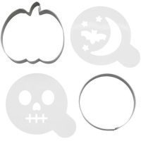Conjunto de cortadores e stencils para o Halloween - Wilton - 4 pcs.