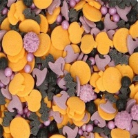 Salpicaduras de Halloween lilás, preto e laranja 180 gr - FunCaKes