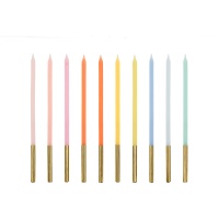 Velas coloridas com 14 cm de comprimento - 10 unidades