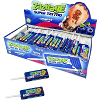 Pirulitos sabor mirtilo com tatuagem - 10 g - 50 unidades