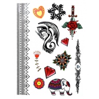 Tatuagens temporárias de trivets e mandalas - 1 folha