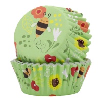 Cápsulas de cupcake de abelha e flor - PME - 30 unidades