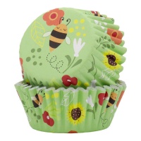 Cápsulas de cupcake de flores e abelhas - PME - 30 unidades