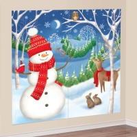 Boneco de neve decorativo mural 1,65 x 1,65 m - 2 unid.