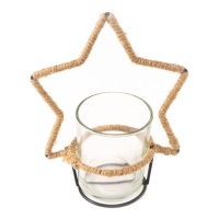 Porta-velas de vidro com estrela 20 x 11 x 23,5 cm - Dcasa