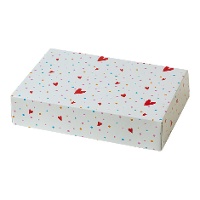 Caixa de 23,5 x 16 x 5 cm de confetes e corações