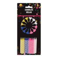 Velas coloridas em espiral 6 cm - 24 unid.