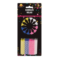 Velas de cor espiral 6 cm - 24 unidades