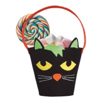 Cesto gato preto em feltro 20 cm