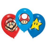 Balões de látex Super Mario de 27,5 cm - Amscan - 6 unidades