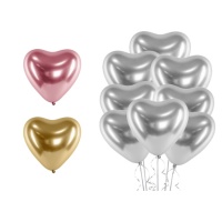 Balões de latex cromados de coração de 30 cm - 50 peças - PartyDeco