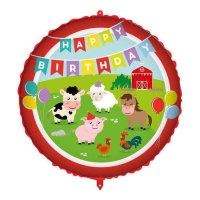 Balão de Feliz Aniversário Animais da Quinta 46 cm