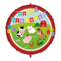 Balão Happy Birthday Farm Animals 46 cm