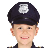 Boné azul da polícia infantil