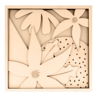 Imagem de flores de madeira com 5 níveis 25 x 25 cm