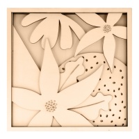 Quadro de flores em madeira com 5 níveis 25 x 25 cm