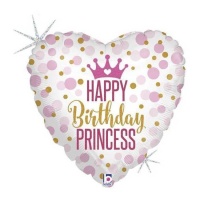 Feliz aniversário princesa coração balão 46 cm - Grabo