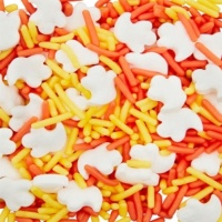 Sprinkles de Halloween amarelo e cor-de-laranja com fantasmas - 50g