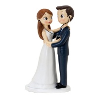 Figura para bolo de uma noiva e um noivo a partilhar música 21 cm