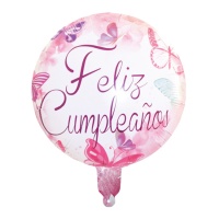 Feliz Aniversário Borboletas Balão redondo 45 cm