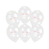Balões de látex transparentes de cor pastel com cara sorridente 27,5 cm - Amscan - 6 peças