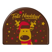 Sinal de Feliz Natal em chocolate negro com renas - 42 unid.