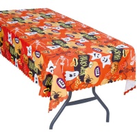 Toalha de mesa de Halloween cor de laranja 1,77 x 1,34 m