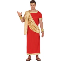 Fato romano vermelho e dourado para homem