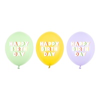 Balões de látex multicoloridos de Feliz Aniversário de 30 cm - 50 unidades