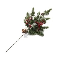 Ramo decorativo com folhas e pinhas 37 cm