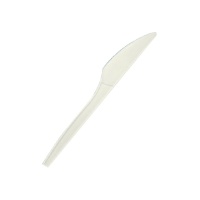 Facas de 17 cm em plástico branco - 50 unidades.