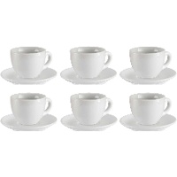 Conjunto de 6 xícaras de café de porcelana com pires - 150 ml cada