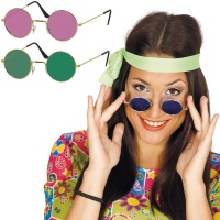 Óculos de hippie clássicos de cores - 1 unidade