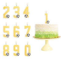 Vela com número de bola de futebol - 1 peça
