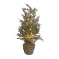 Árvore de Natal de juta decorativa com luz de 55 cm