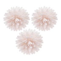 Bolachas de flor de pompom branco 4,5 cm - Dekora - 12 pcs.