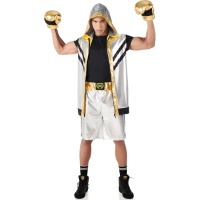 Fato de lutador de boxe dourado para homem