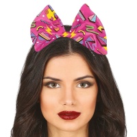 Fuchsia print 80's headband