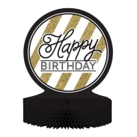 Centro de mesa dourado Happy Birthday 31 x 23 cm