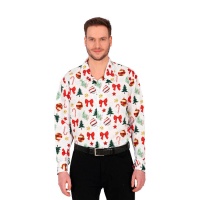 Camisa natalina branca com enfeites