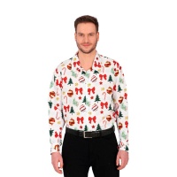 Camisa de Natal branca com ornamentos