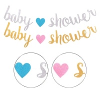 Grinalda de purpurina Baby shower com coração de 5 m