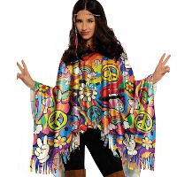 Poncho hippie paz e amor para adulto