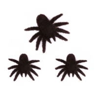 Aranhas decorativas de veludo 10 cm - 3 unid.